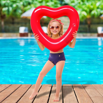 SUNSHINE-MALL Anneaux de Bain Gonflables, Tube de Chaises Longues Flotteur de Piscine en Forme de Coeur, Jouets de Fête de Plage pour Enfants, Adultes Petit Rouge