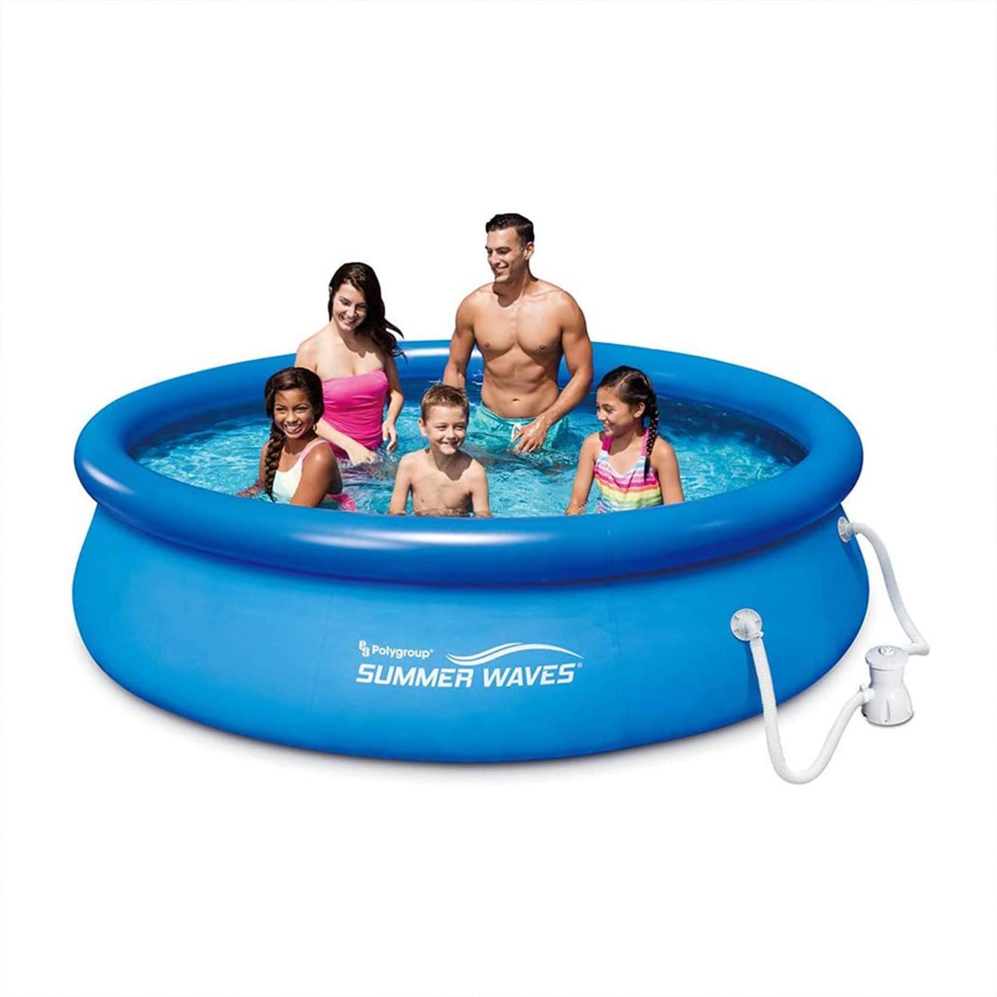 Summer Waves P1001030A Quick Set 10ft x 2.5ft Outdoor Inflatable Ring Above Ground Outdoor Swimming Pool with GFCI Model RX300 Filter Pump System, Blue 10 foot