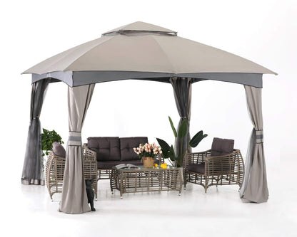 ABCCANOPY Tonnelle d'extérieur 10 x 20 – Tonnelle de terrasse avec moustiquaire, auvents extérieurs pour l'ombre et la pluie pour pelouse, jardin, cour et terrasse (beige) beige 