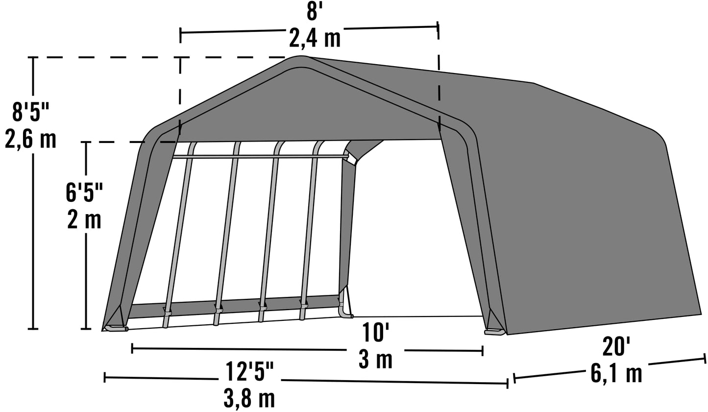 Abri de rangement ShelterLogic Peak Style, vert, 12 x 20 x 8 pi. 