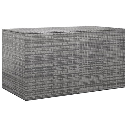 vidaXL Boîte à coussins, boîte de terrasse avec couvercle, armoire de patio, coffre de rangement pour coussins d'extérieur, coussins, outils de jardin, fournitures de piscine, rotin PE gris 76,4" x 39,4" x 40,6" 