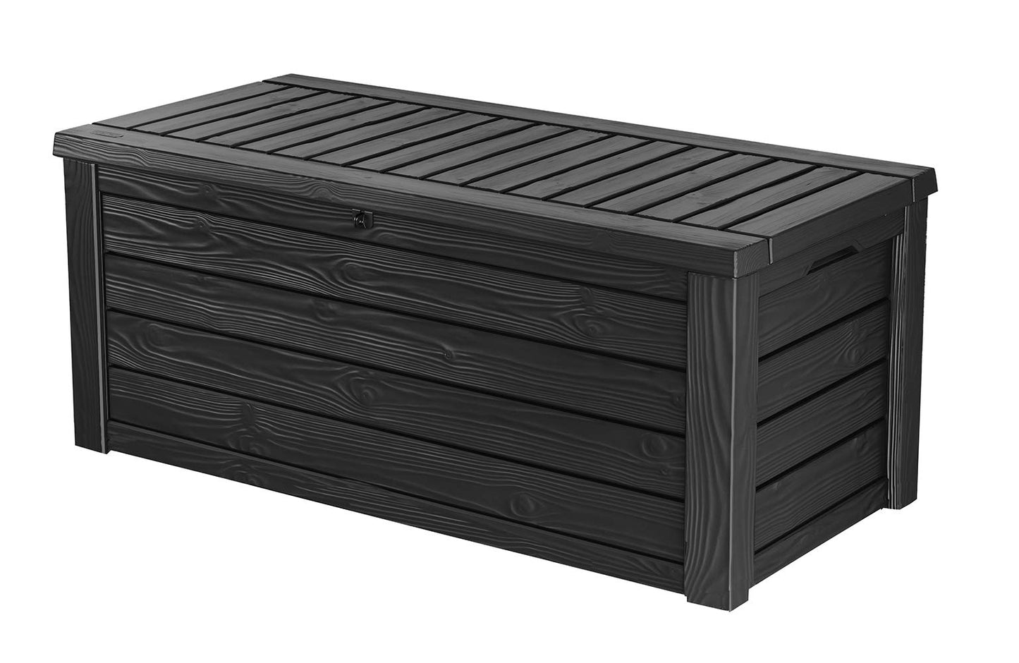 Keter Westwood 150 Gallon Resin Large Deck Box-Organization and Storage, Dark Grey & Solana 70 Gallon Storage Bench Deck Box for Patio Furniture, Front Porch Decor and Outdoor Seating, Grey