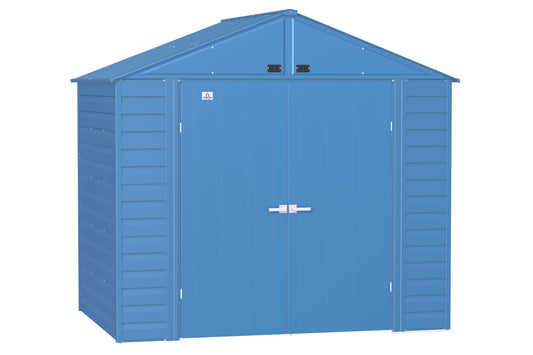 Arrow Shed Select 8' x 6' Outdoor Lockable Steel Storage Shed Building, Blue Grey