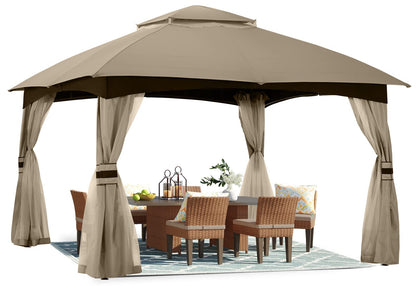 ABCCANOPY Tonnelle d'extérieur 10 x 20 – Tonnelle de terrasse avec moustiquaire, auvents extérieurs pour l'ombre et la pluie pour pelouse, jardin, cour et terrasse (beige) beige 