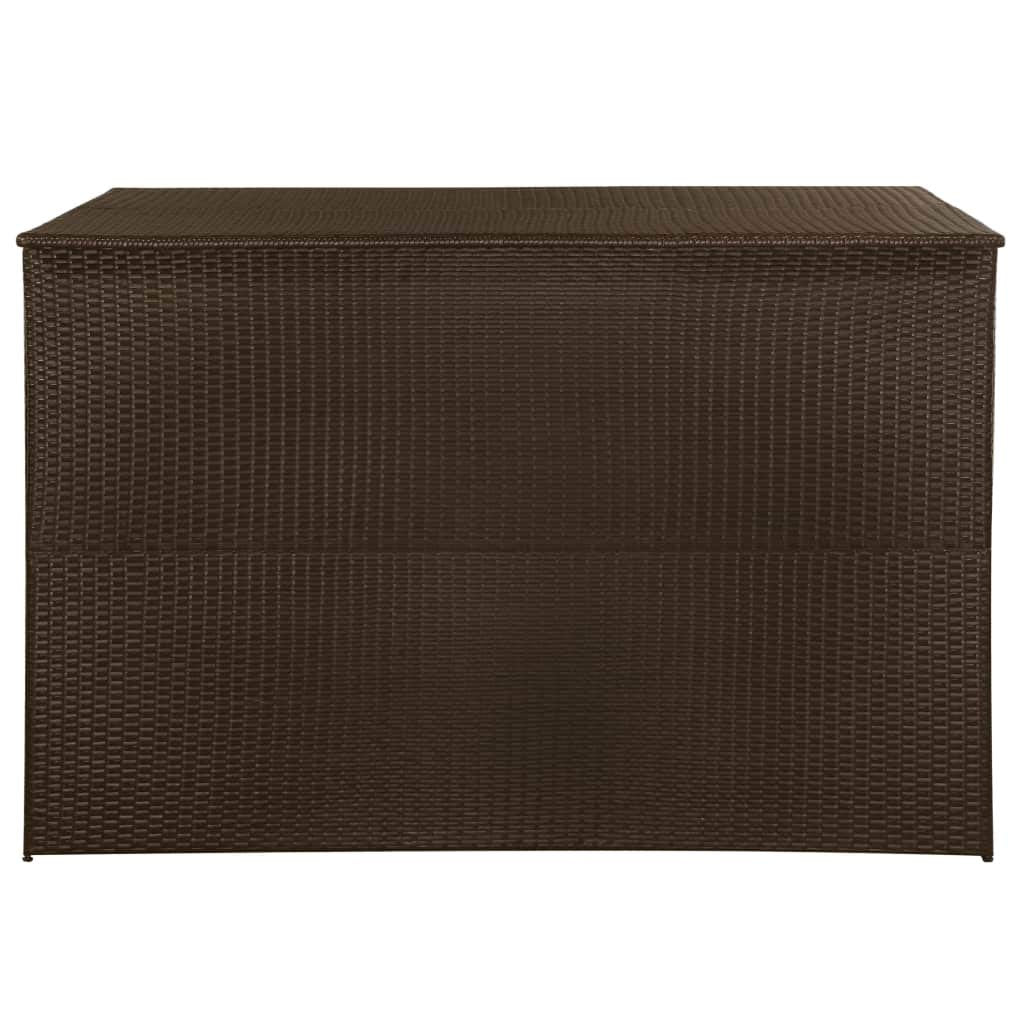 EstaHome Garden Storage Box 295 Gallon | Rattan Garden Chest | Outdoor Deck Storage Container Box | Patio Cushion Box for Pillows, Garden Tools and Pool Toys | Brown Poly Rattan 59" x 39.4" x 39.4"