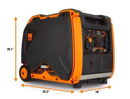 WEN 56380i Générateur à onduleur portable super silencieux de 3 800 watts avec arrêt de carburant et démarrage électrique 3 800 watts