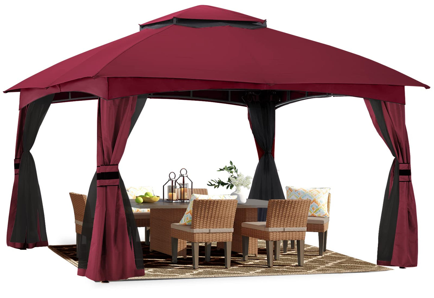 ABCCANOPY Tonnelle d'extérieur 10 x 20 – Tonnelle de terrasse avec moustiquaire, auvents extérieurs pour l'ombre et la pluie pour pelouse, jardin, cour et terrasse (beige) beige 