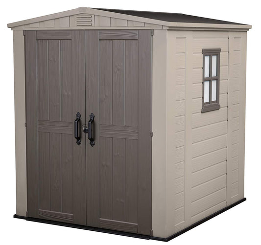 Keter Factor 6x6 Large Resin Outdoor Storage Shed for Patio Furniture, Lawn Mower, and Bike Storage