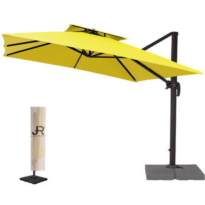 Parasol de patio en porte-à-faux carré 11 pieds jaune 