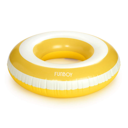 FUNBOY Inflatable Stripe Oversized 50'' Diameter Donut Pool Float Tube-Mellow, Yellow Cabana