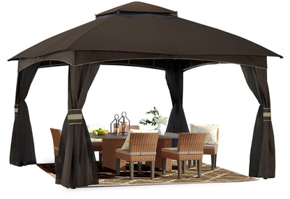 ABCCANOPY Tonnelle d'extérieur 10 x 20 – Tonnelle de terrasse avec moustiquaire, auvents extérieurs pour l'ombre et la pluie pour pelouse, jardin, cour et terrasse (beige) beige 