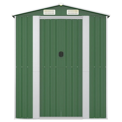 GOLINPEILO Abri de jardin extérieur en métal, grand hangar à outils utilitaire en acier, abri de jardin en acier avec doubles portes coulissantes, rangement utilitaire et outils, vert 75,6"x75,2"x87,8" 75,6"x75,2"x87,8" 