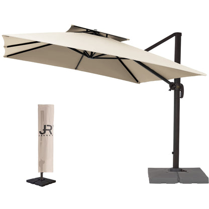 Parasol de patio carré en porte-à-faux 11FT Beige 