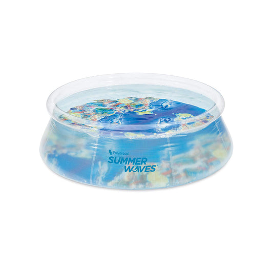 Summer Waves P10008305 8 Foot Wide Transparent Quick Set Inflatable Top Ring Kiddie Swimming Pool with Deep Sea Ocean Life Graphics and 3D Goggles, Clear