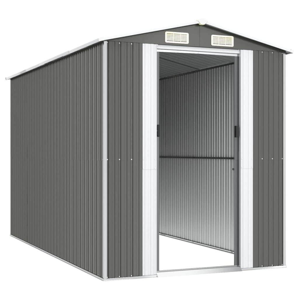 GOLINPEILO Metal Outdoor Garden Storage Shed, Large Steel Utility Tool Shed Storage House, Steel Yard Shed with Double Sliding Doors, Utility and Tool Storage, Light Gray 75.6"x140.6"x87.8" 75.6"x140.6"x87.8"