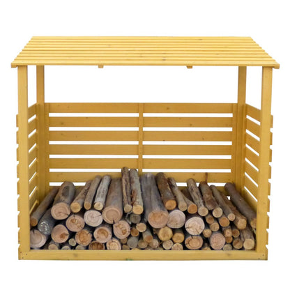 Leisure Season FS6828 Abri à bois de chauffage – Marron – Rangement extérieur couvert pour pile de bois, bûches, bois – Décoration rustique pour cour, terrasse, maison et patio – Grand support pour bûches, couverture, étagère, cabine et boîte à conteneurs 