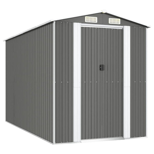 Gecheer Garden Shed Galvanized Steel, Garden Tool Storage Shed with Vent Outdoor Storage Shed Organize Storage House with Door for Backyard Garden Patio Lawn - Light Gray 75.6"x140.6"x87.8" 75.6 x 140.6 x 87.8