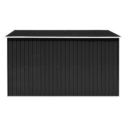 Bopdu Abri de jardin avec grille d'aération, abri de rangement extérieur en acier galvanisé avec porte pour jardin, terrasse, pelouse, 101,2" x 117,3" x 70,1", métal anthracite 101,2 x 117,3 x 70,1 