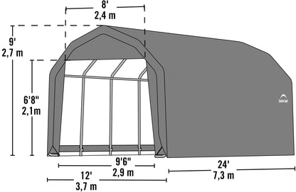 ShelterLogic 97154 Green 12'x24'x9' Barn Shelter 12' x 24' x 9'