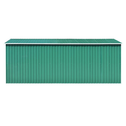 Bopdu Abri de jardin avec grille d'aération, abri de rangement extérieur en acier galvanisé avec porte pour jardin, terrasse, pelouse, 101,2" x 192,5" x 71,3", métal vert 101,2 x 192,5 x 71,3" 