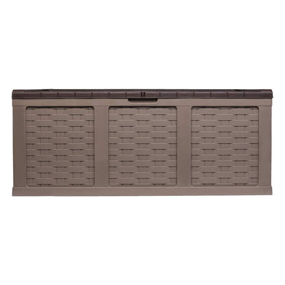 Starplast XXL Sit-On Rattan Style Storage Box: 167.5 Gallon Outdoor Plastic Bin, Weather & Water Resistant, 62.9 x 29.5 x 25 Inches, 2 Colors, 66-811 153 gallon Brown