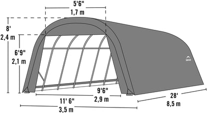 ShelterLogic 76632 Gris 12'x28'x8' Abri de style rond 12'x28'x8' Gris 