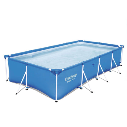 Bestway Steel Pro 13 Feet x 7 Feet x 32 Inch Rectangular Metal Frame Above Ground Outdoor Backyard Swimming Pool, Blue (Pool Only) 13' x 7' x 32"