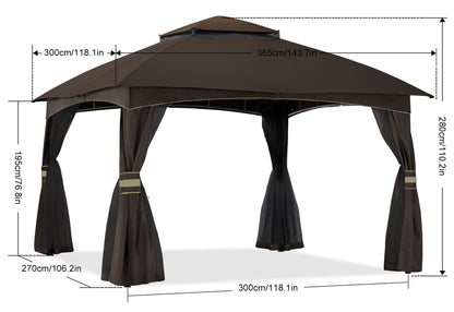 ABCCANOPY Tonnelle d'extérieur 10 x 20 – Tonnelle de terrasse avec moustiquaire, auvents extérieurs pour l'ombre et la pluie pour pelouse, jardin, cour et terrasse (beige) beige 