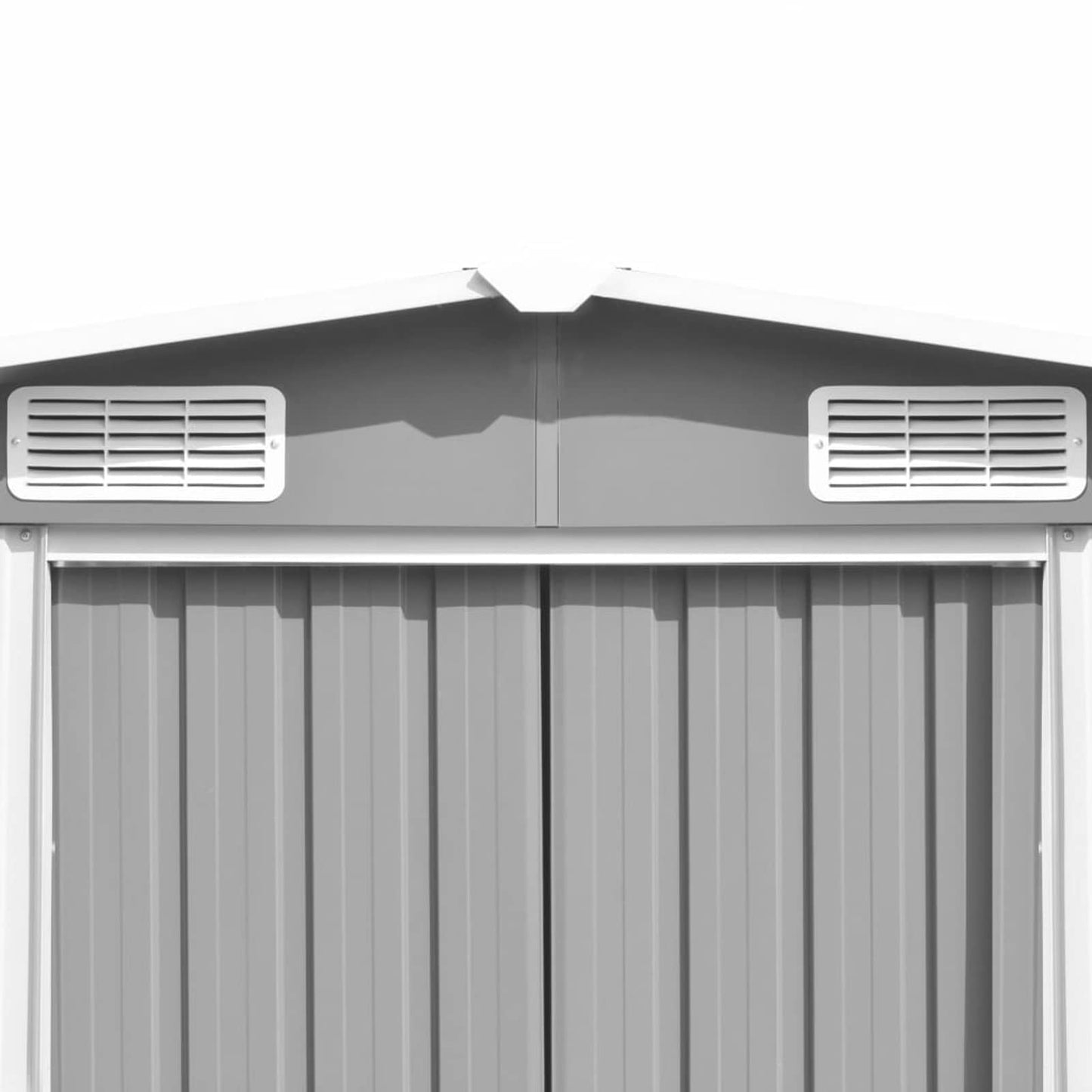 Bopdu Garden Shed with Vent, Outdoor Storage Shed Galvanized Steel Shed Storage House with Door for Backyard Garden Patio Lawn, 101.2" x 117.3" x 70.1" Metal Gray 101.2 x 117.3 x 70.1