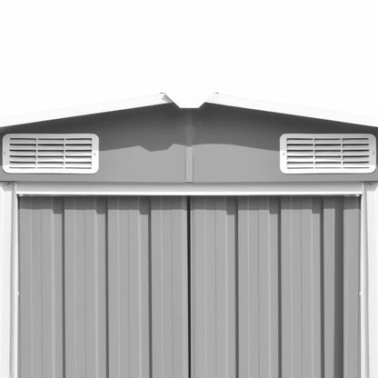 Bopdu Abri de jardin avec grille d'aération, abri de rangement extérieur en acier galvanisé avec porte pour jardin, terrasse, pelouse, 101,2" x 117,3" x 70,1", gris métal 101,2 x 117,3 x 70,1 