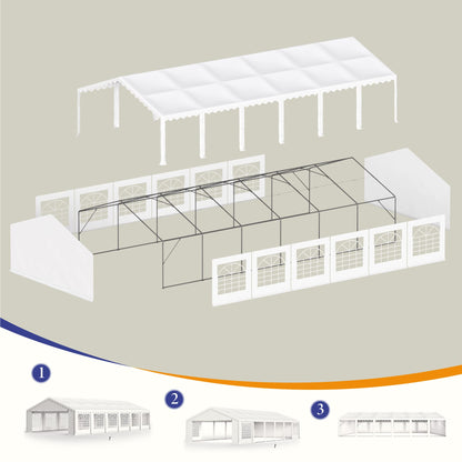 PHI VILLA 40'x20' Tente de fête extérieure robuste, grand auvent commercial, abri d'événement de mariage, abri de voiture avec parois latérales amovibles pour terrasse, événements de jardin en plein air, blanc 40 pieds x 20 pieds 