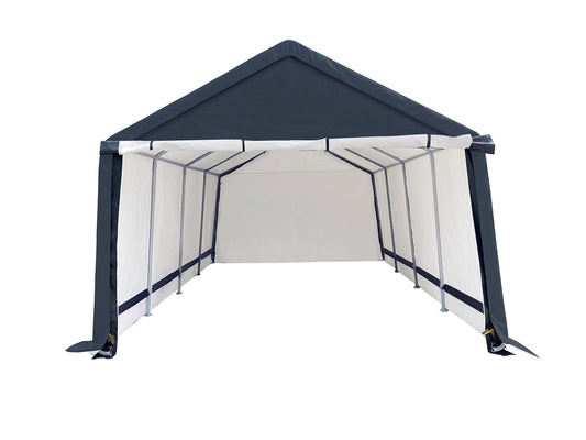 LAUREL CANYON Abri de garage de 4,3 x 6,1 m avec 2 portes enroulables, abri de rangement portable étanche pour SUV, camion et bateau, 10 pieds, gris gris 