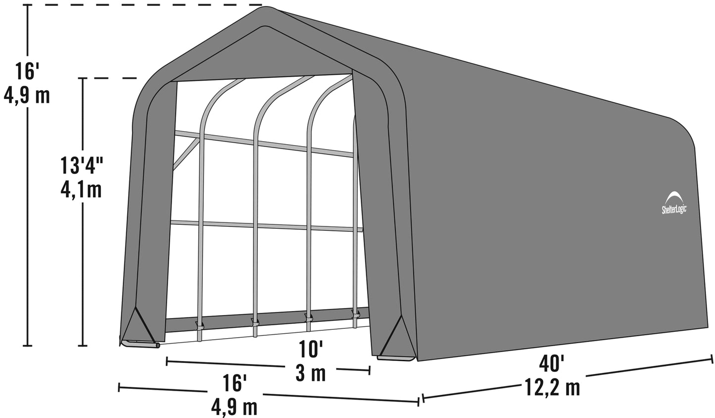 ShelterLogic Garage 16 x 40 x 16 Peak Standard Vert 