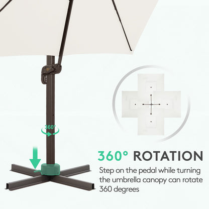 Parasol de patio en porte-à-faux carré 9 pieds blanc crème 