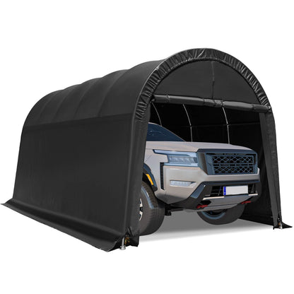 MELLCOM Garage portable, 12' x 20' x 9,8', abri d'auto robuste avec cadre métallique entièrement en acier et toit de style rond, auvent anti-neige pour voiture, camion, bateau 12' x 20' 