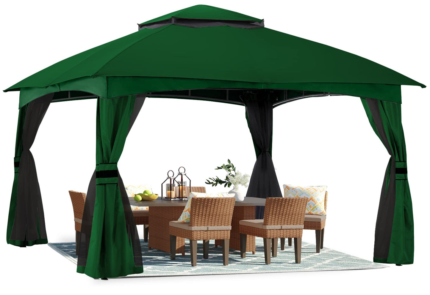 ABCCANOPY Tonnelle d'extérieur 10 x 20 – Tonnelle de terrasse avec moustiquaire, auvents extérieurs pour l'ombre et la pluie pour pelouse, jardin, cour et terrasse (beige) beige 