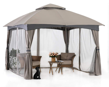 ABCCANOPY Tonnelle d'extérieur 10 x 20 – Tonnelle de terrasse avec moustiquaire, auvents extérieurs pour l'ombre et la pluie pour pelouse, jardin, cour et terrasse (beige) beige 