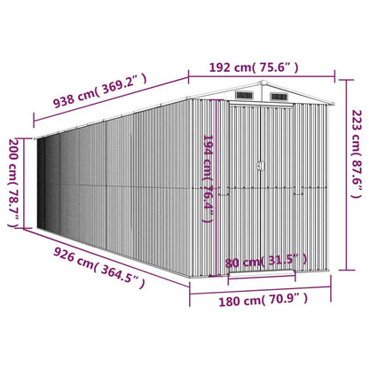 GOLINPEILO Metal Outdoor Garden Storage Shed, Large Steel Utility Tool Shed Storage House, Steel Yard Shed with Double Sliding Doors, Utility and Tool Storage, Anthracite 75.6"x369.3"x87.8" 75.6"x369.3"x87.8"