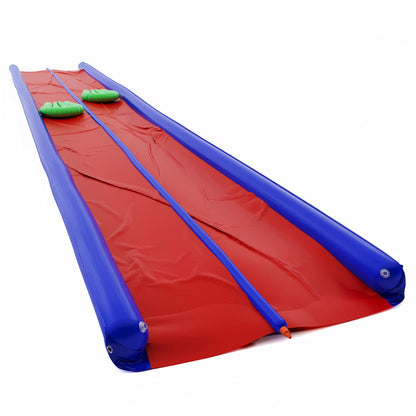 Double Slip and Slide Backyard Water Fun - Toboggan aquatique de 25 pieds x 6 pieds avec arroseur et planches de corps gonflables pour enfants - Jouet d'été extérieur Bleu Bleu 25 pieds