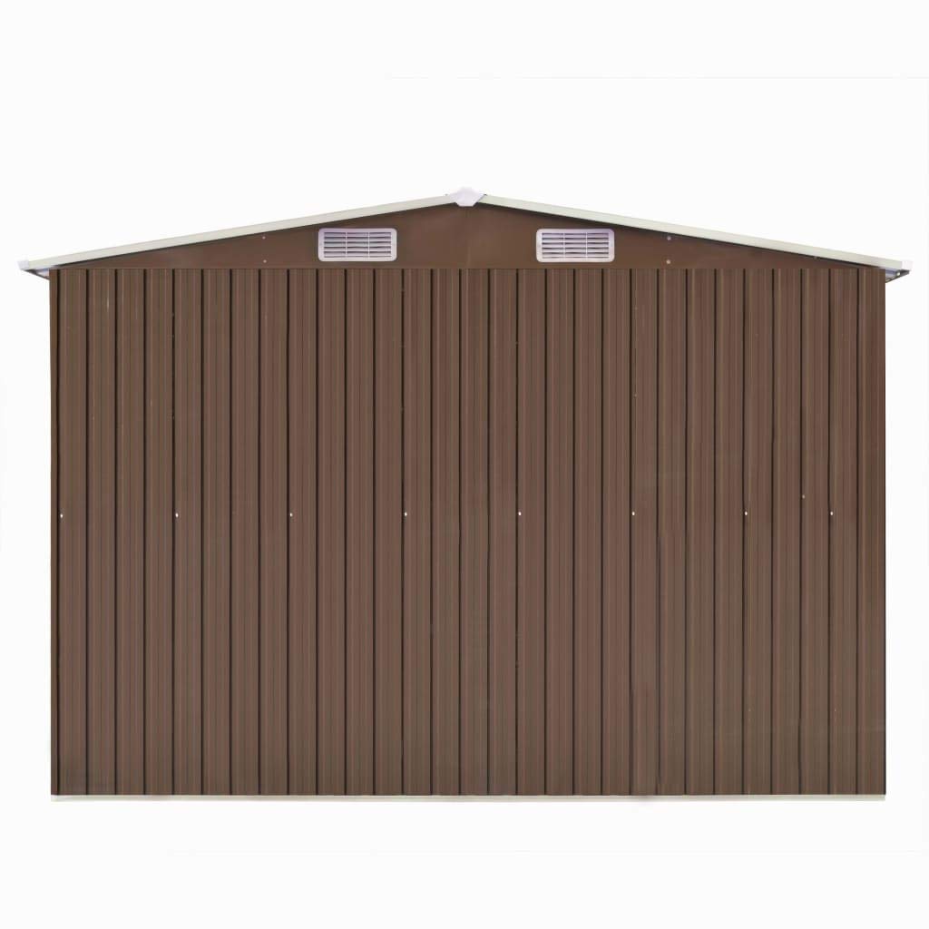 GOLINPEILO Metal Outdoor Garden Storage Shed,101.2" x 117.3" x 70.1" Steel Utility Tool Shed Storage House, Steel Yard Shed with Double Sliding Doors, Utility and Tool Storage for Garden Patio,Brown 101.2" x 117.3" x 70.1" Brown