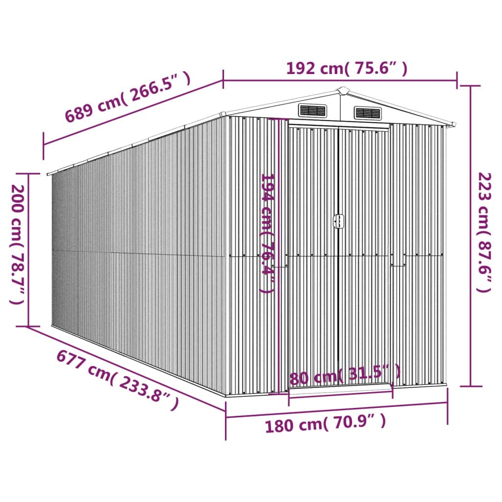 GOLINPEILO Metal Outdoor Garden Storage Shed, Large Steel Utility Tool Shed Storage House, Steel Yard Shed with Double Sliding Doors, Utility and Tool Storage, Green 75.6"x271.3"x87.8" 75.6"x271.3"x87.8"