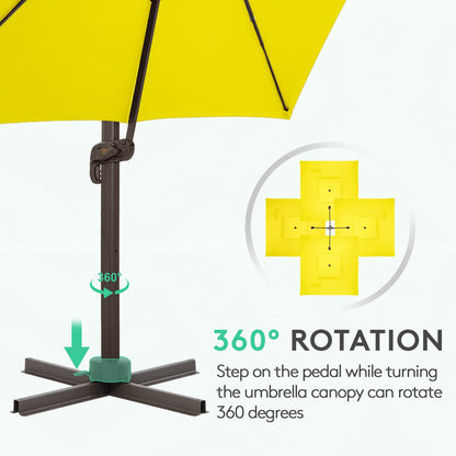 Parasol de patio en porte-à-faux carré 11 pieds jaune 