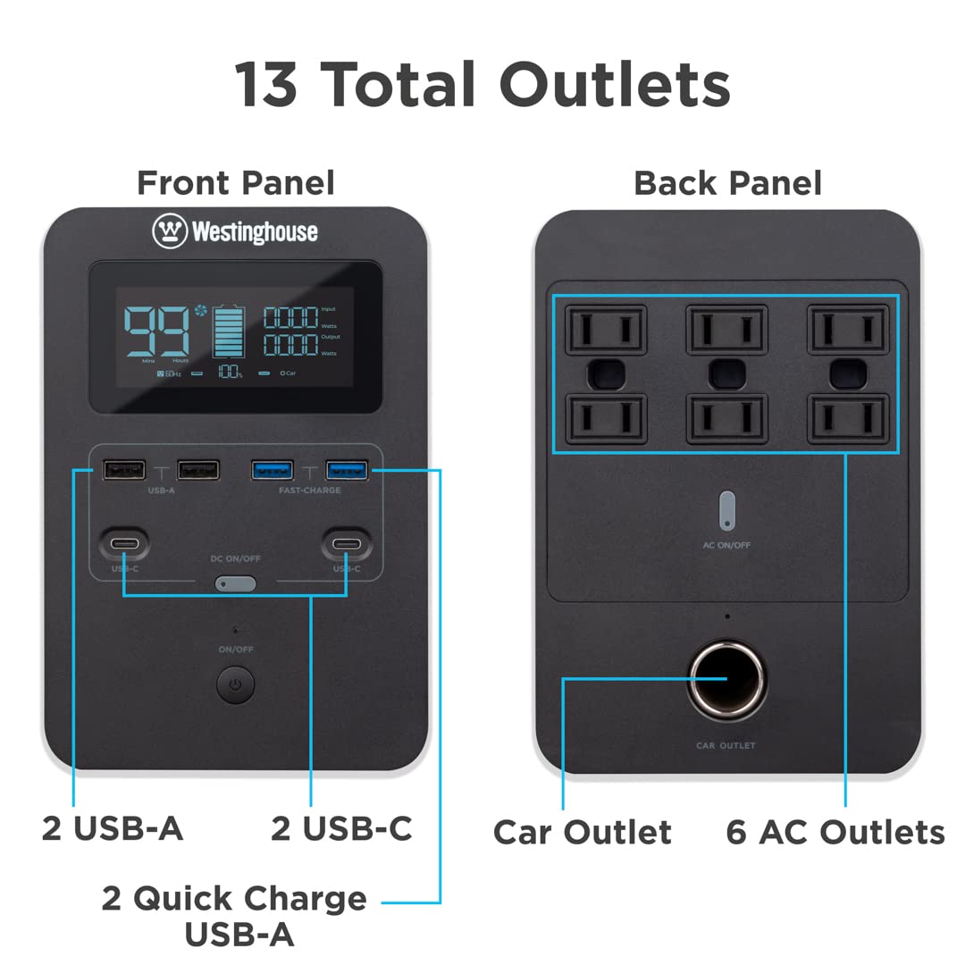 Centrale électrique portable et générateur solaire à charge rapide Westinghouse 1008Wh 3000 watts de crête 