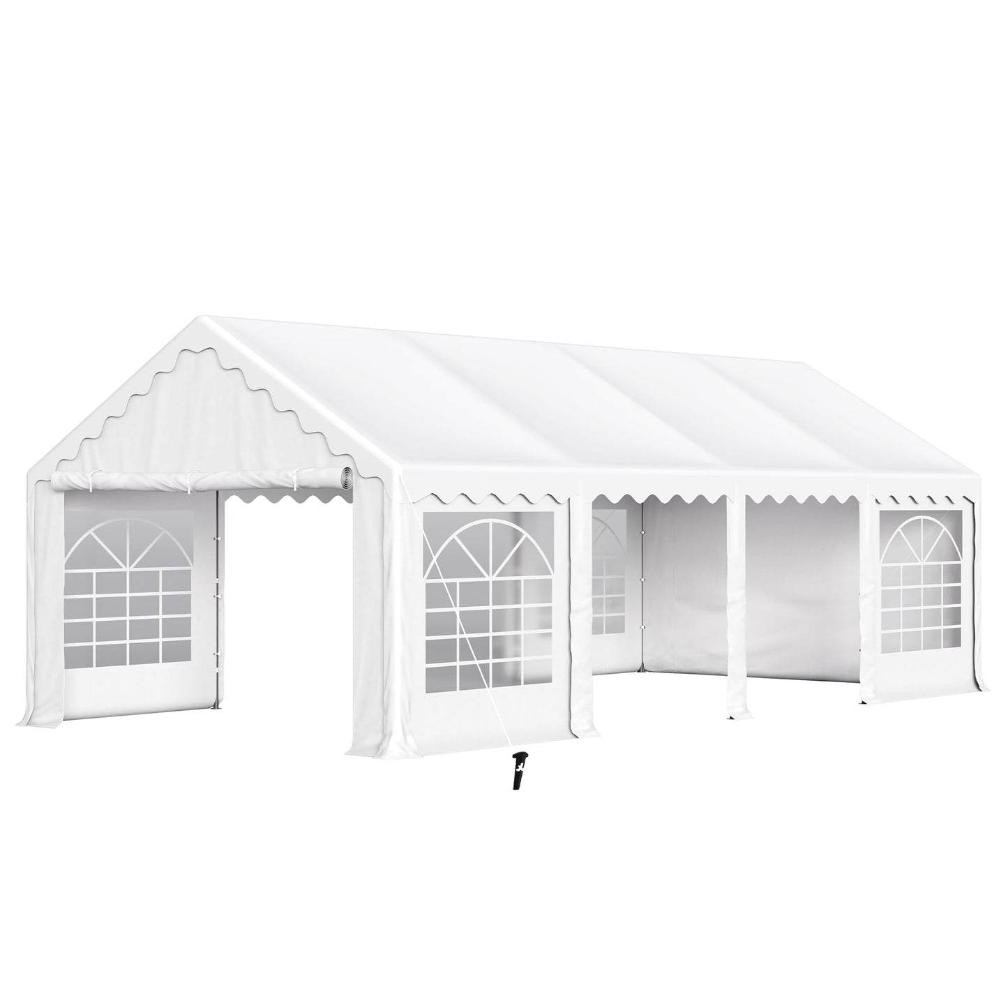 PHI VILLA Tente de fête extérieure robuste de 26' x 13', grand auvent commercial, abri d'événement de mariage, abri de voiture avec parois latérales amovibles pour patio, événements de jardin en plein air, blanc 26 pieds x 13 pieds 