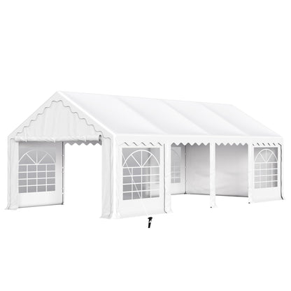 PHI VILLA Tente de fête extérieure robuste de 26' x 13', grand auvent commercial, abri d'événement de mariage, abri de voiture avec parois latérales amovibles pour patio, événements de jardin en plein air, blanc 26 pieds x 13 pieds 