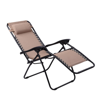 Chaises Zero Gravity Lot de 2 chaises longues de piscine Zero Gravity inclinables Zero Gravity Lounge Chair Chaises anti-gravité Chaise anti-gravité Chaise de camping pliante inclinable avec appuie-tête par Naomi Home - Crème moderne