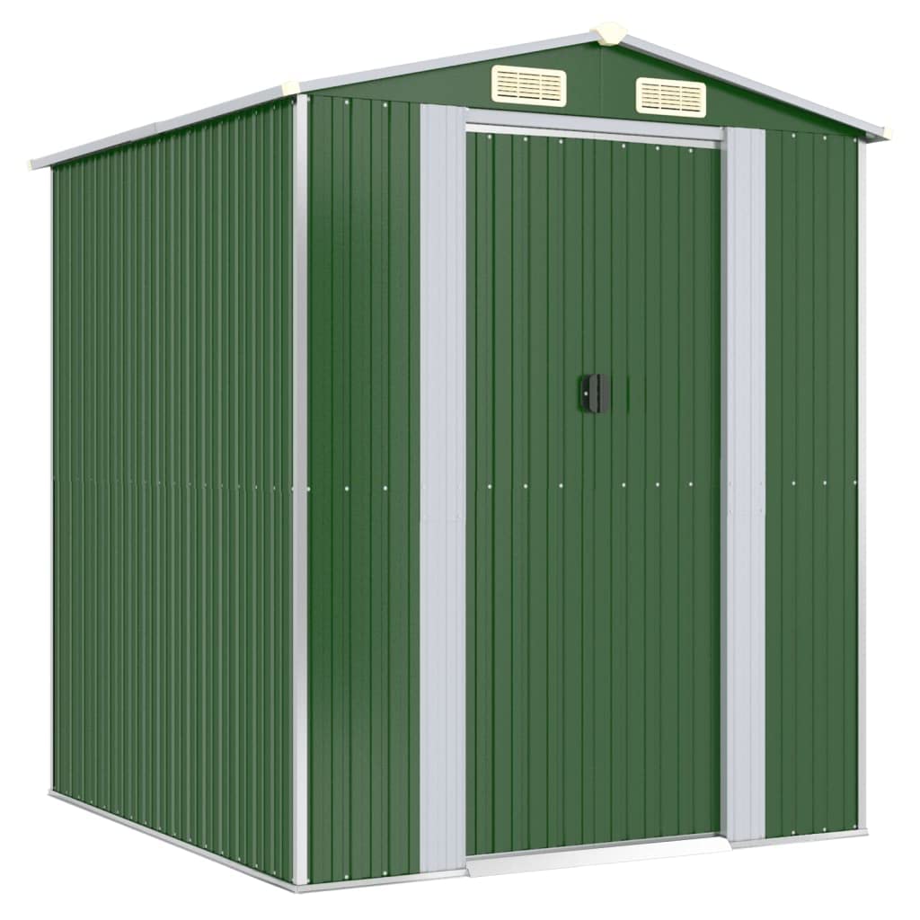 GOLINPEILO Abri de jardin extérieur en métal, grand hangar à outils utilitaire en acier, abri de jardin en acier avec doubles portes coulissantes, rangement utilitaire et outils, vert 75,6"x75,2"x87,8" 75,6"x75,2"x87,8" 