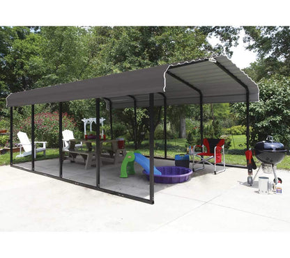 Arrow CPHC102007 Abri multi-usage en acier galvanisé robuste, abat-jour, abri d'auto, 10' x 20' x 7', abri d'auto uniquement, charbon de bois 10' x 20' x 7' 