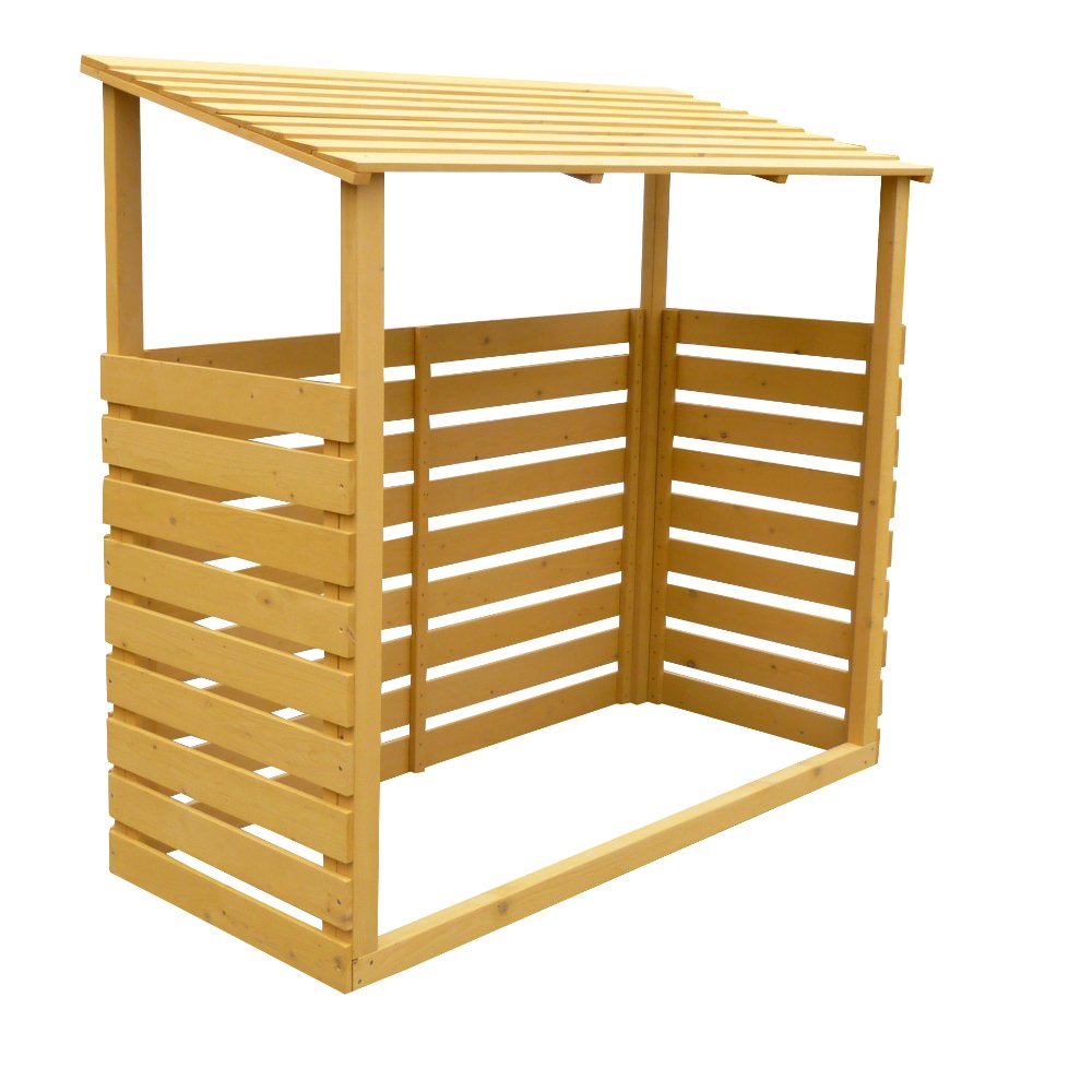 Leisure Season FS6828 Abri à bois de chauffage – Marron – Rangement extérieur couvert pour pile de bois, bûches, bois – Décoration rustique pour cour, terrasse, maison et patio – Grand support pour bûches, couverture, étagère, cabine et boîte à conteneurs 