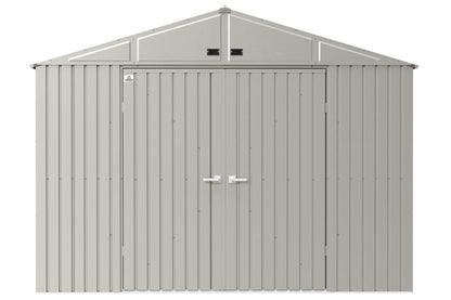 Arrow Shed Elite Hangar de rangement en acier avec toit à pignon verrouillable pour extérieur 3 m x 3 m, gris froid 